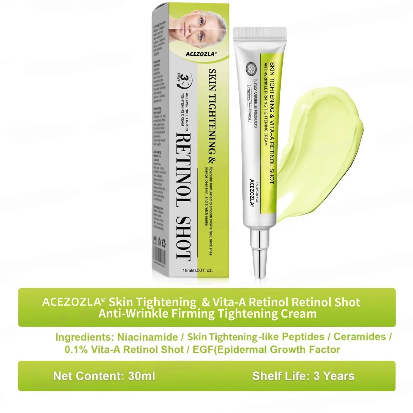 🧠👨‍⚕️Made and shipped from the USA 💫ACEZOZLA® Skin Tightening & Vita-A Retinol Retinol shot Anti-Wrinkle Firming Tightening cream - Last Day Promotion 70% OFF