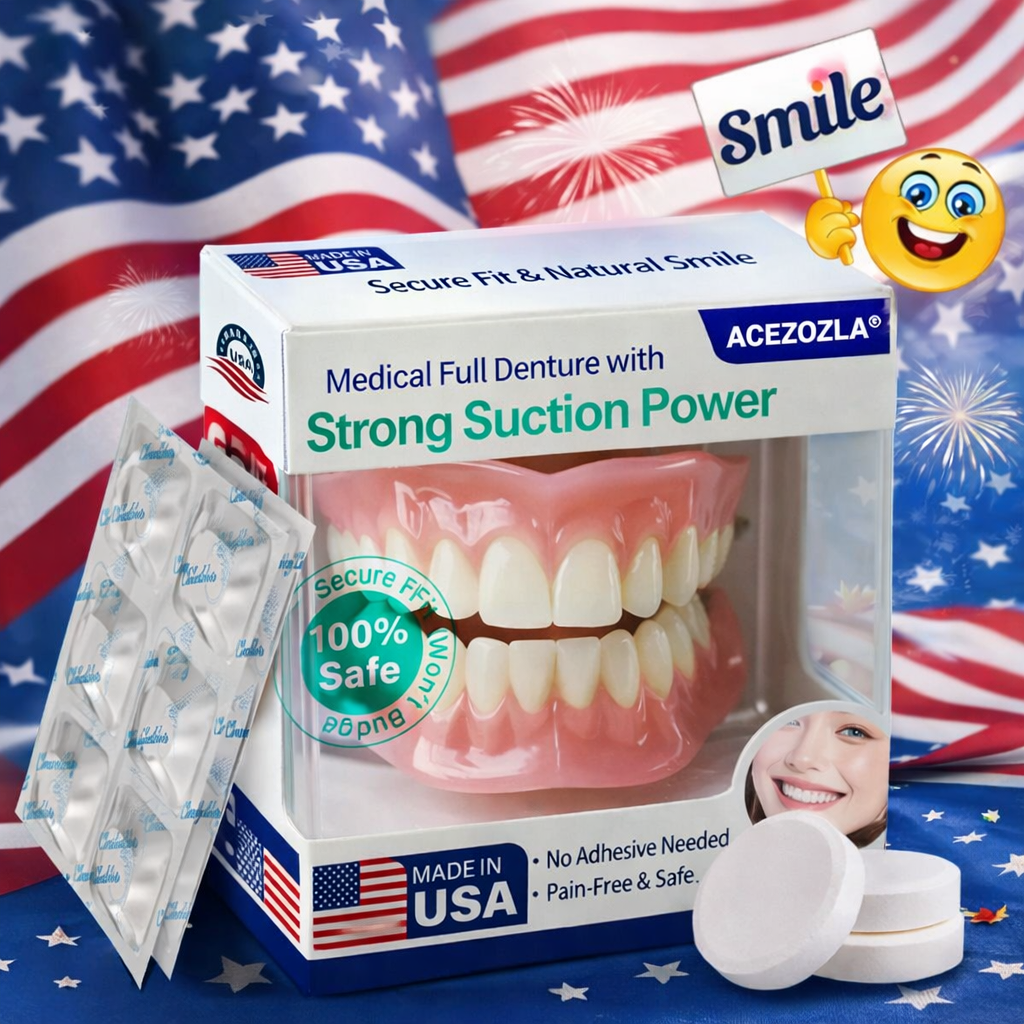 Easy Denture Set, Comfortable Smile Makeover - Made and Shipped from the USA🍀